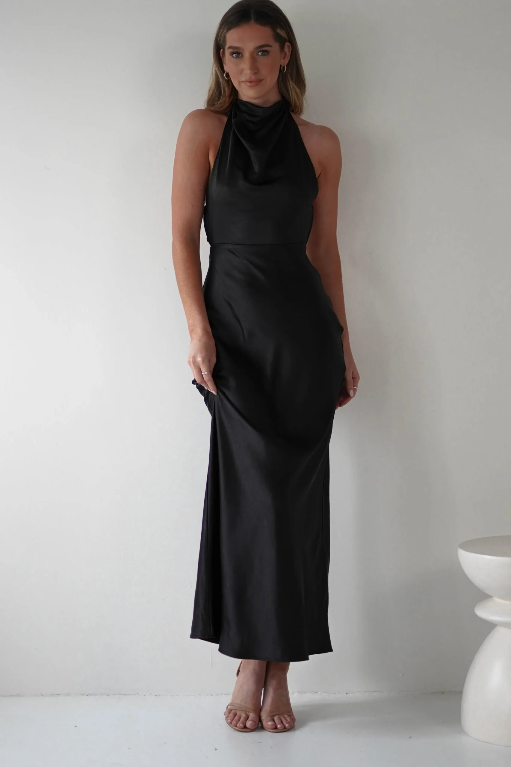 Capriana Pearl Back Maxi Dress | Black