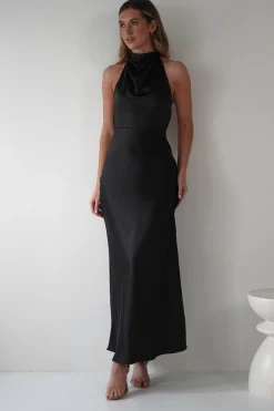 Capriana Pearl Back Maxi Dress | Black