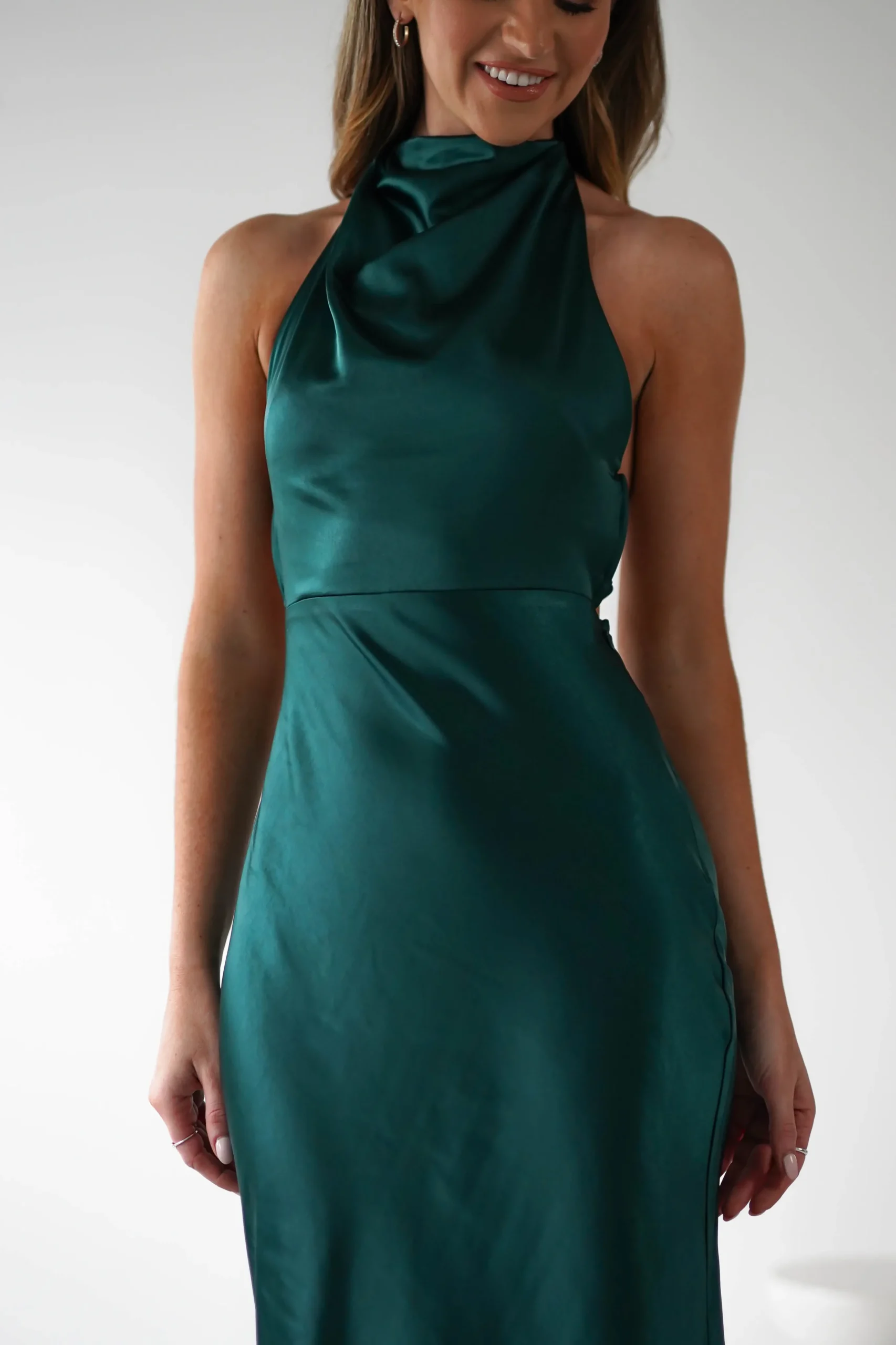 Capriana Pearl Back Maxi Dress | Emerald