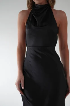 Capriana Pearl Back Maxi Dress | Black