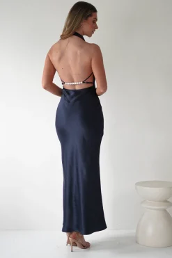 Capriana Pearl Back Maxi Dress | Navy