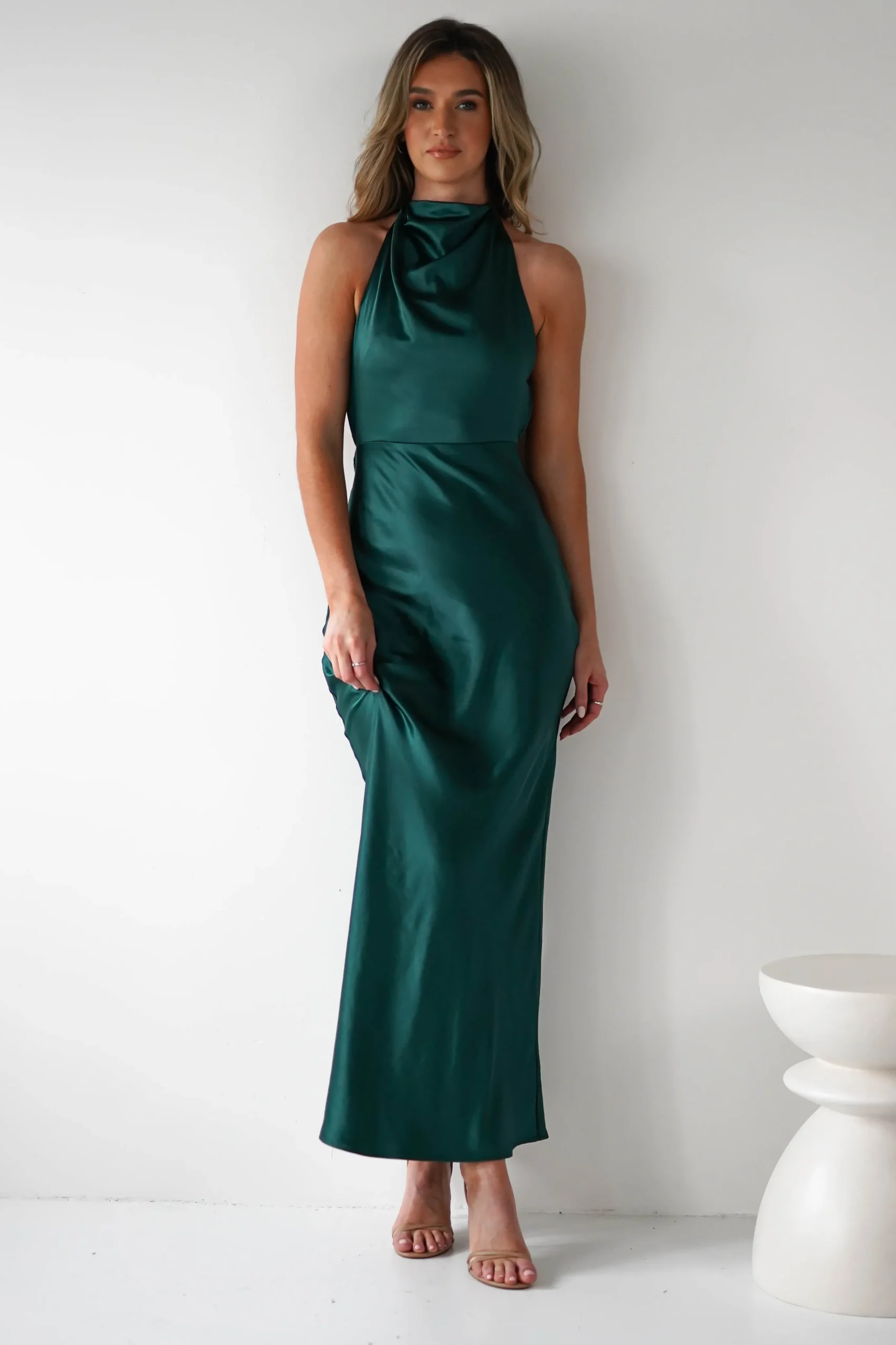 Capriana Pearl Back Maxi Dress | Emerald