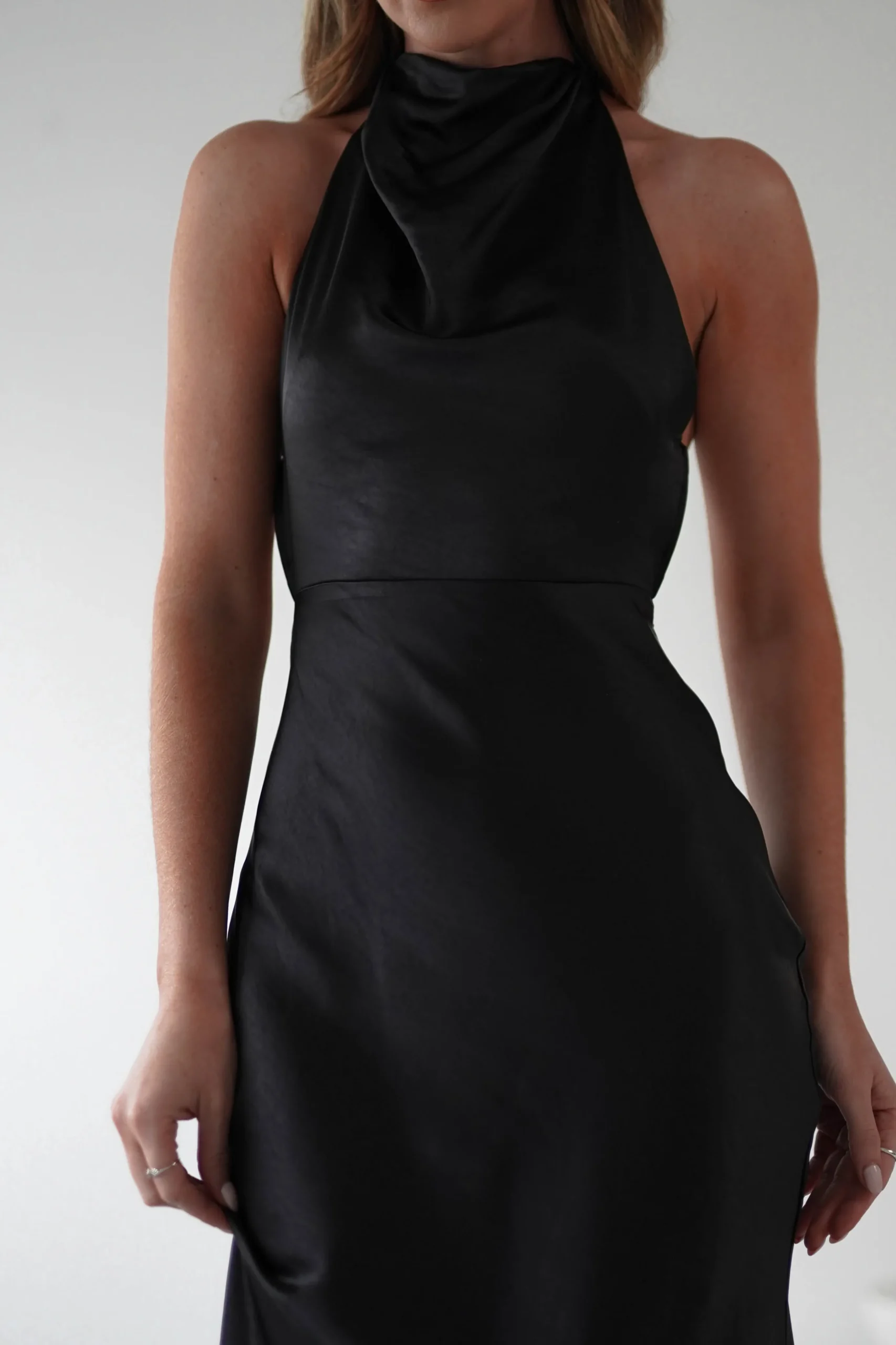 Capriana Pearl Back Maxi Dress | Black