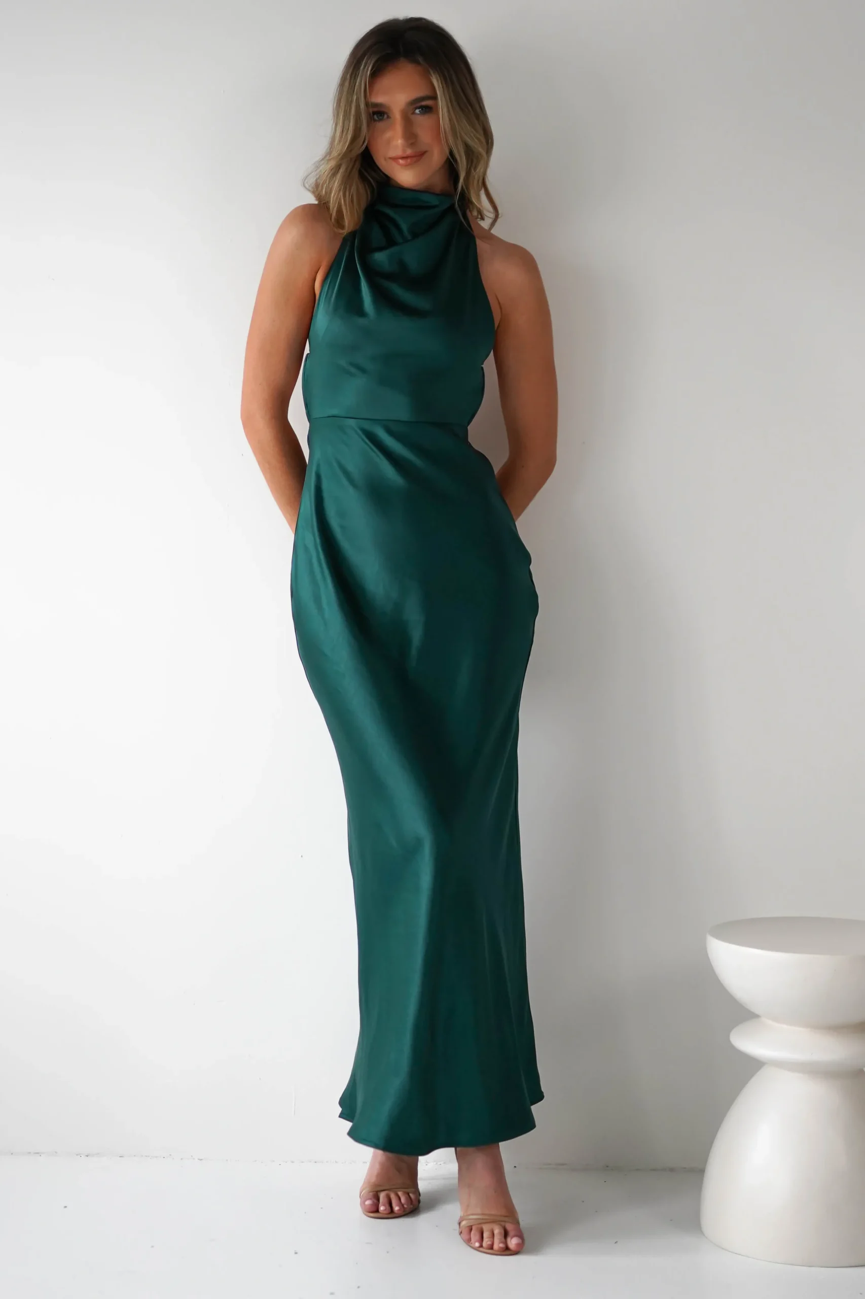 Capriana Pearl Back Maxi Dress | Emerald