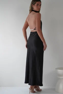 Capriana Pearl Back Maxi Dress | Black