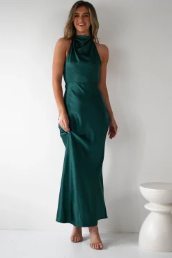 Capriana Pearl Back Maxi Dress | Emerald