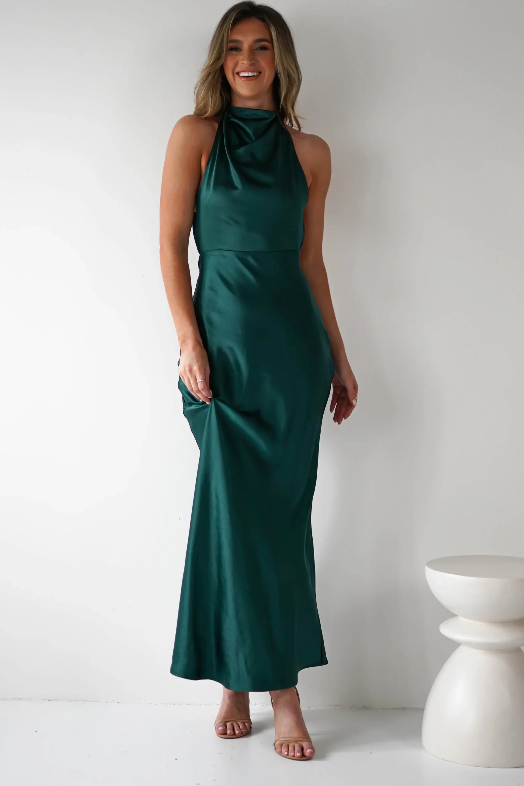 Capriana Pearl Back Maxi Dress | Emerald