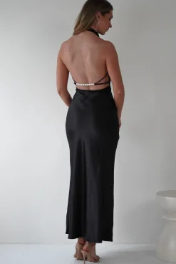 Capriana Pearl Back Maxi Dress | Black