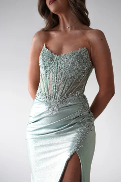 Caspian Embellished Bodycon Gown | Light Green