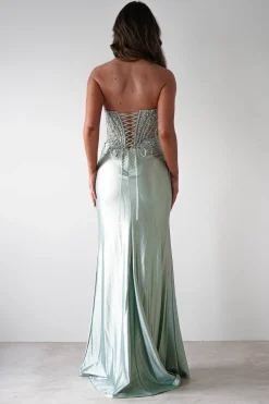 Caspian Embellished Bodycon Gown | Light Green