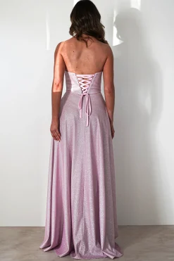 Cassia Strapless Glitter Aline Gown | Pink