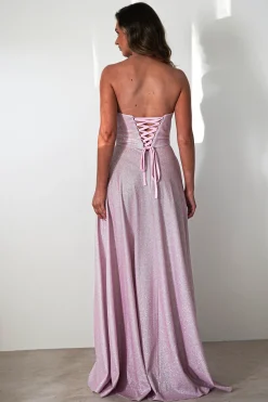 Cassia Strapless Glitter Aline Gown | Pink