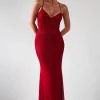 Cataleya Rhinestone Bodycon Gown | Red
