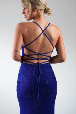 Cataleya Rhinestone Bodycon Gown | Royal Blue