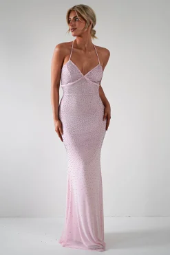 Cataleya Rhinestone Bodycon Gown | Pink