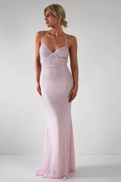 Cataleya Rhinestone Bodycon Gown | Pink