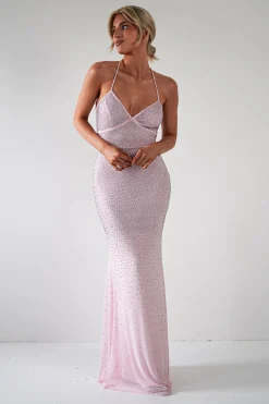 Cataleya Rhinestone Bodycon Gown | Pink