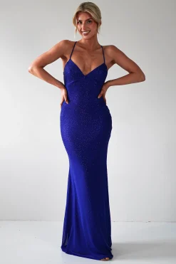 Cataleya Rhinestone Bodycon Gown | Royal Blue