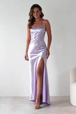 Celinee Satin Maxi Gown | Lilac