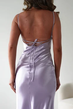 Celinee Satin Maxi Gown | Lilac