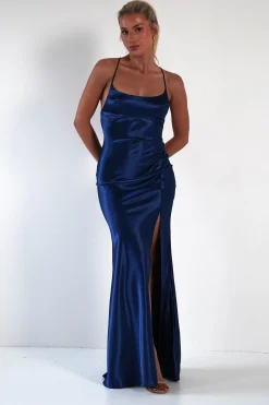 Celinee Satin Maxi Gown | Royal