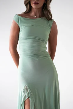 Cellinna Mesh Maxi Dress | Light Green