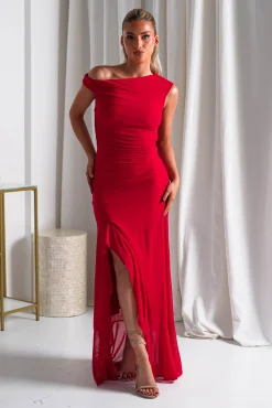 Cellinna Mesh Maxi Dress | Red