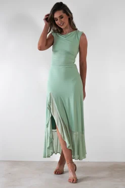 Cellinna Mesh Maxi Dress | Light Green