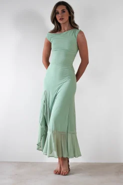 Cellinna Mesh Maxi Dress | Light Green