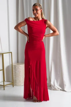 Cellinna Mesh Maxi Dress | Red