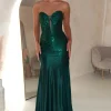 Charity Diamante Strapless Gown | Emerald Green