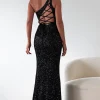 Charley Sequin Bodycon Gown | Black