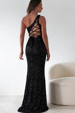 Charley Sequin Bodycon Gown | Black