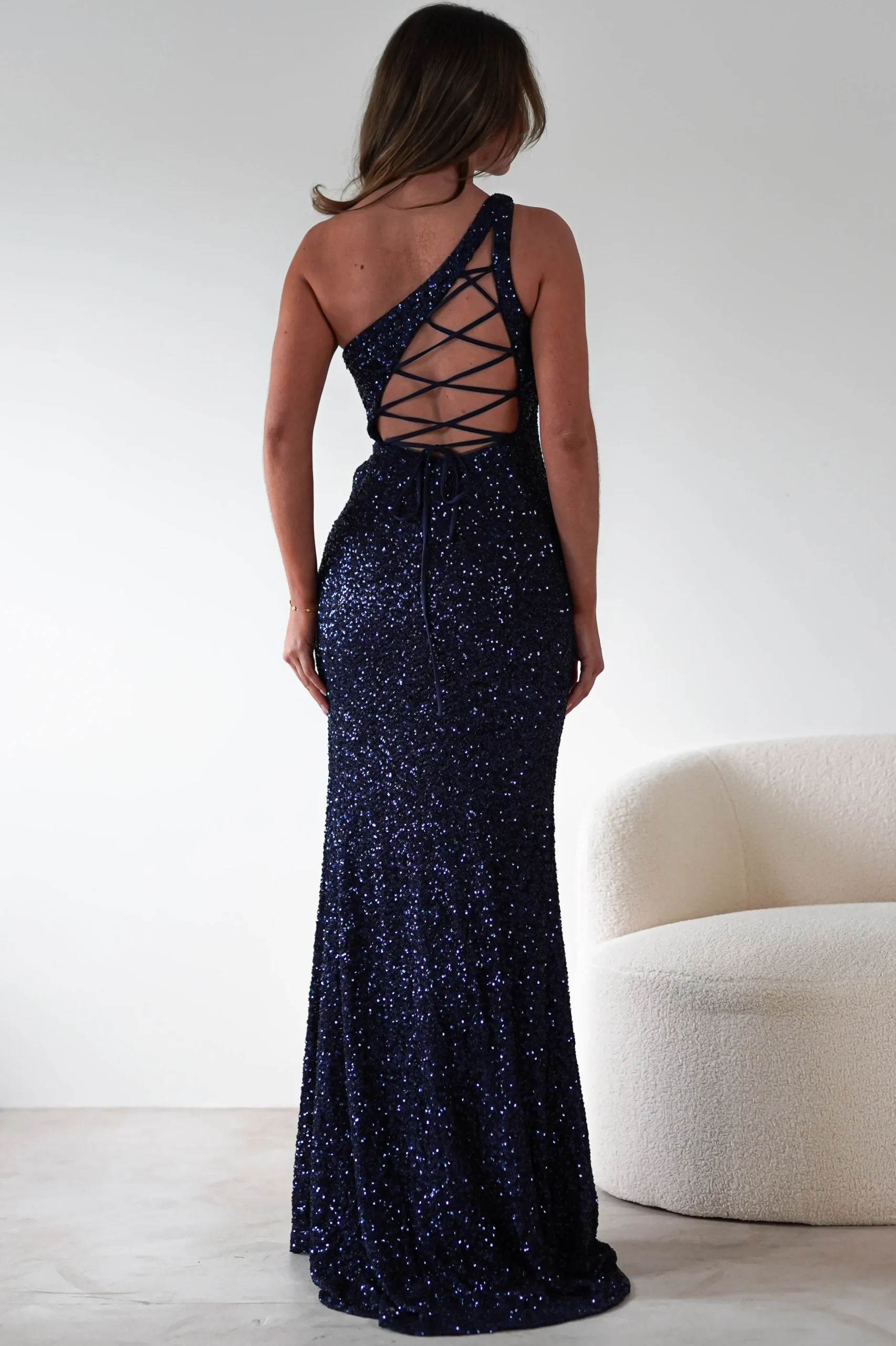Charley Sequin Bodycon Gown | Navy