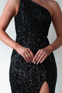 Charley Sequin Bodycon Gown | Black