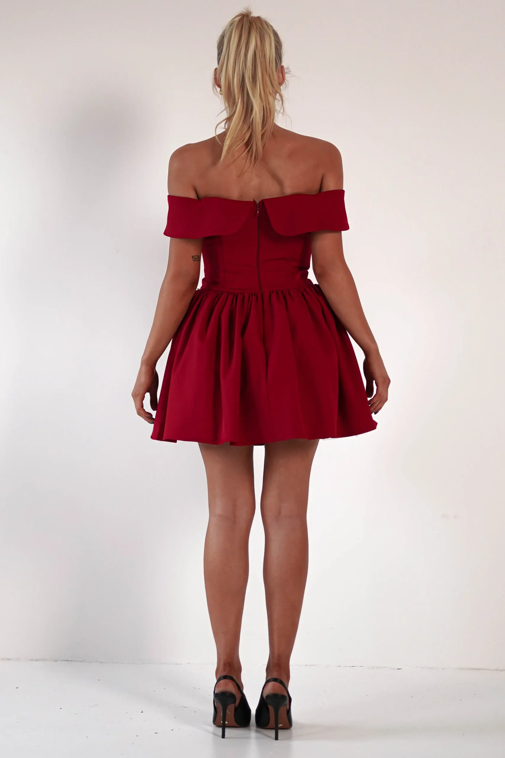 Charlotte Corset Bow Mini Dress | Dark Red