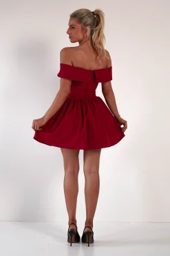 Charlotte Corset Bow Mini Dress | Dark Red