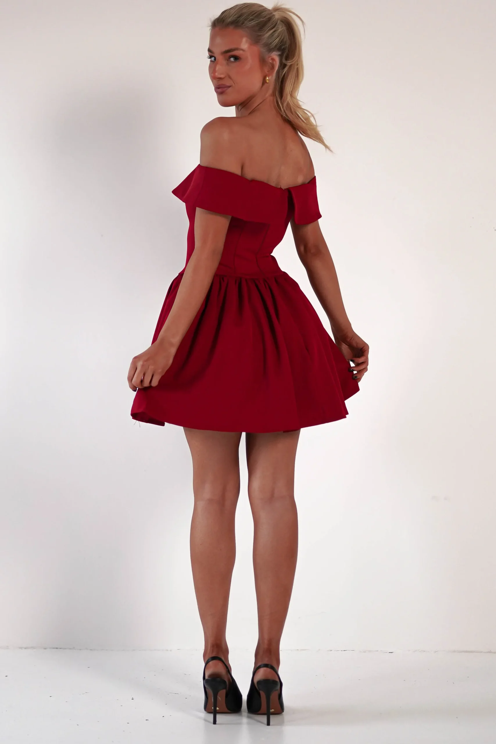 Charlotte Corset Bow Mini Dress | Dark Red