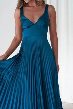 Cheri Pleated Midaxi Dress | Teal