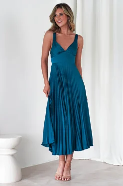 Cheri Pleated Midaxi Dress | Teal