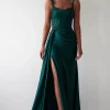 Cindy Pleated Bodice Gown | Emerald Green