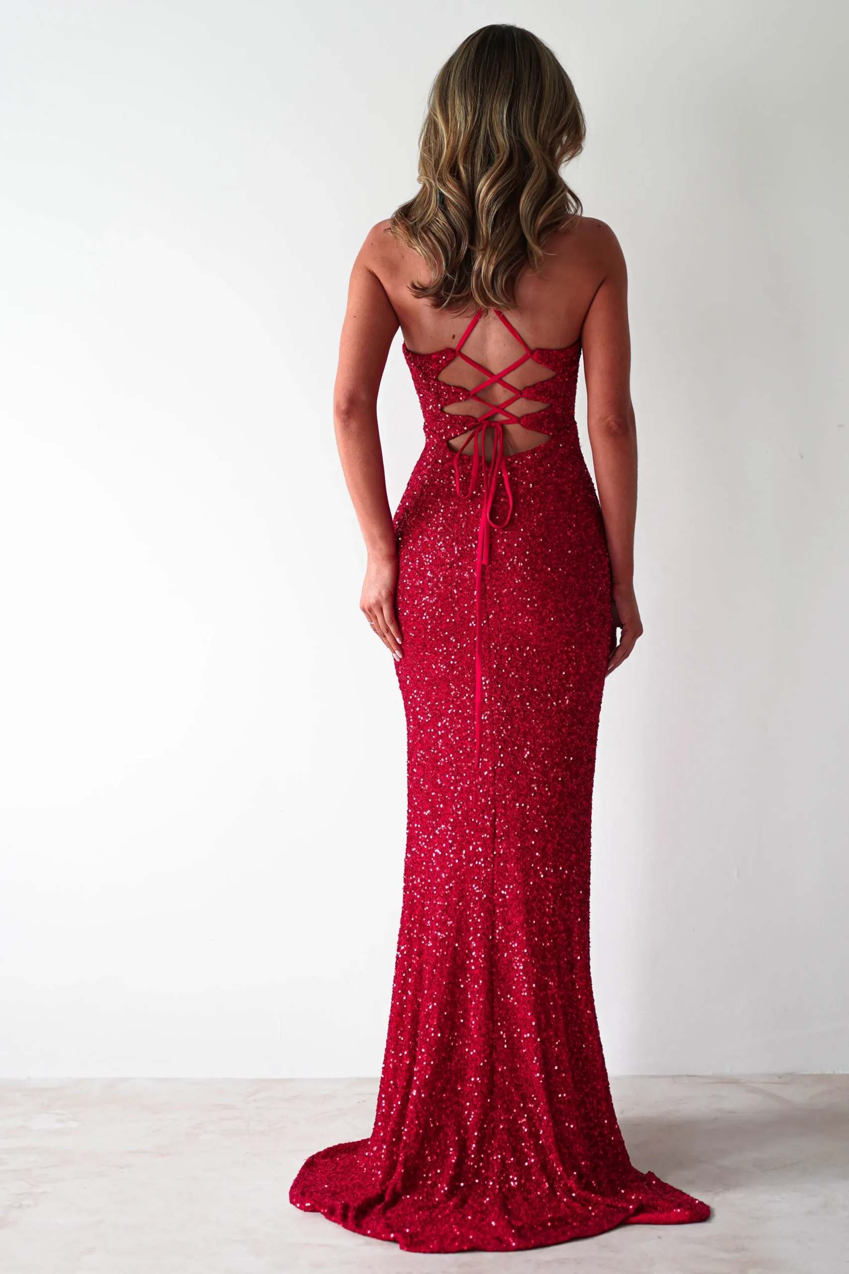 Clarisse Bodycon Sequin Gown | Red
