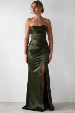 Clydee Soft Corset Maxi Gown | Olive