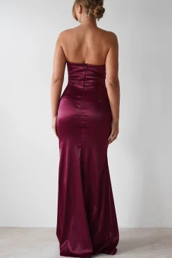 Clydee Soft Corset Maxi Gown | Burgundy