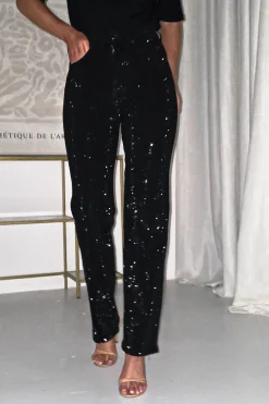 Coleen Sparkle Diamante Jeans | Black