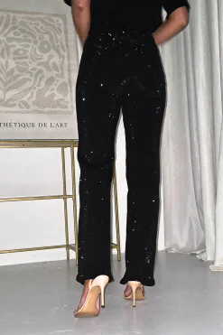 Coleen Sparkle Diamante Jeans | Black