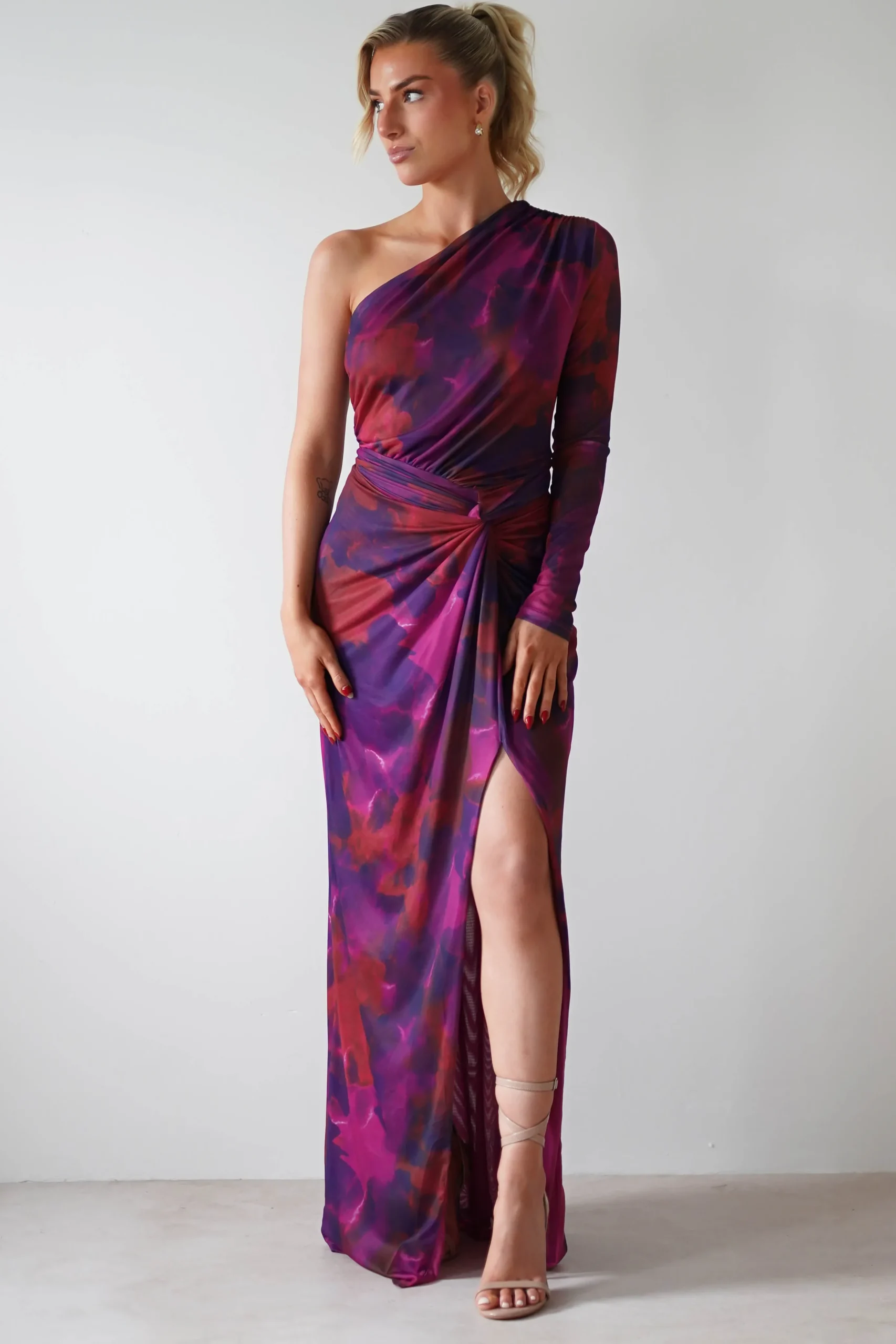 Criselda Bodycon Gathered Maxi Dress | Mixed Print