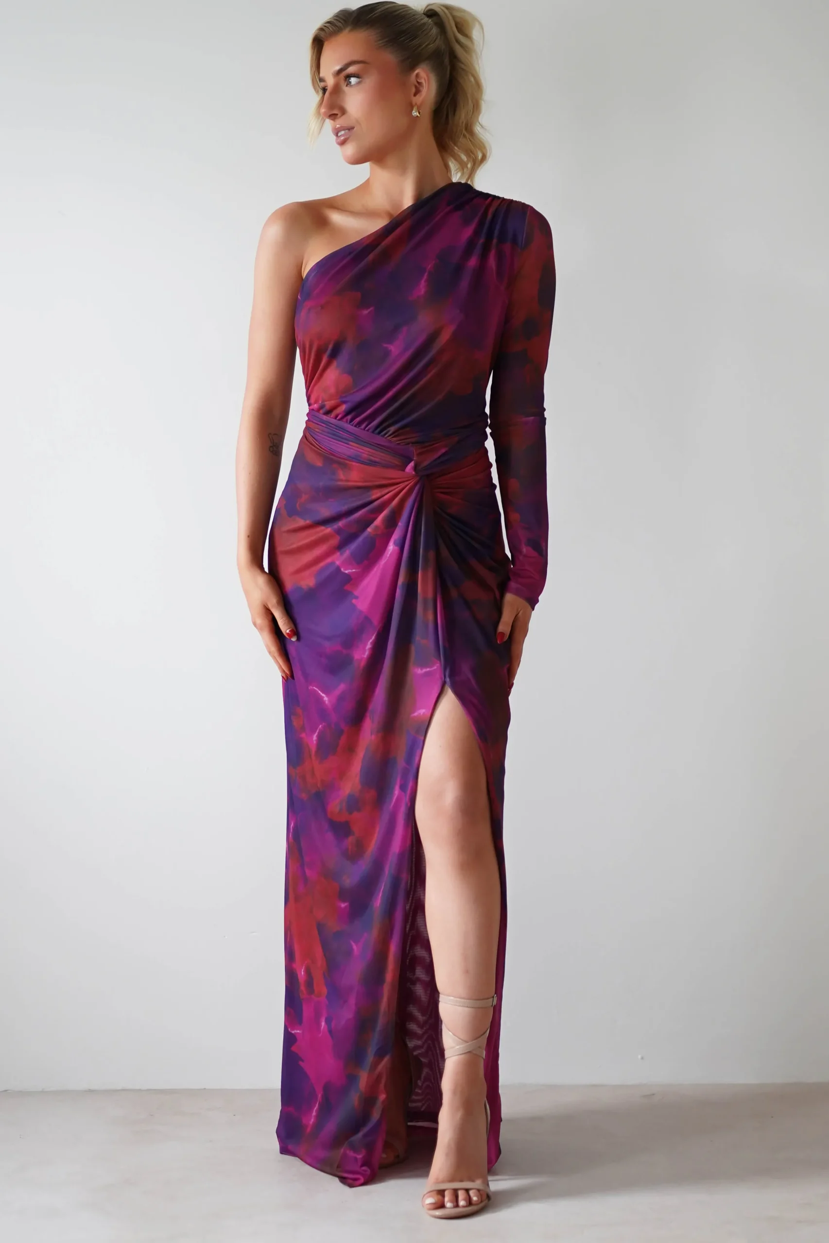 Criselda Bodycon Gathered Maxi Dress | Mixed Print