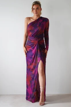 Criselda Bodycon Gathered Maxi Dress | Mixed Print