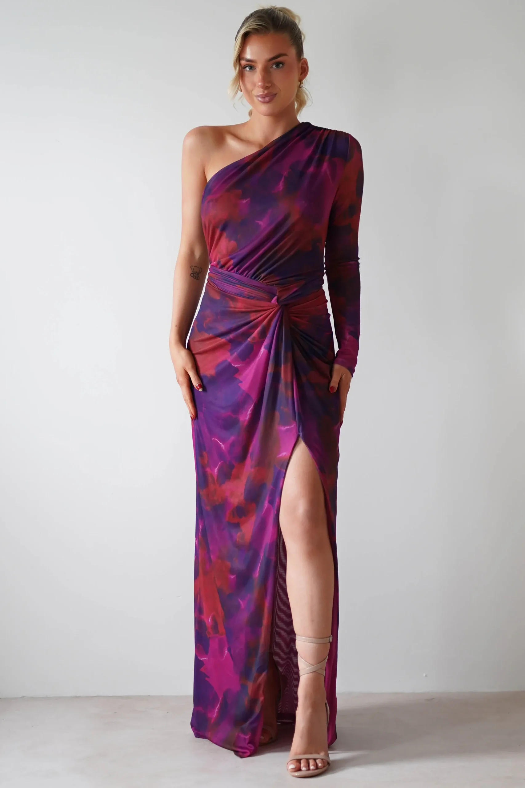 Criselda Bodycon Gathered Maxi Dress | Mixed Print